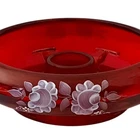 Fenton Ruby Red White Rose Candle Holder Kim L Finger Artist Signed Vintage Lamp