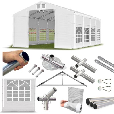 4x8x2,5 Partyzelt  Gartenzelt Eventzelt Cateringzelt weiß Ganzjährige PVC W
