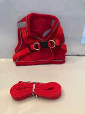 pet harness red and matching leash extra small up to 5 pounds girth 7in to 11in