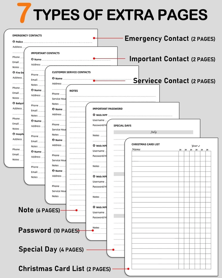 WEMATE Spiral Address Book with Alphabetical Tabs, Leather Password Book - Image 3 of 4