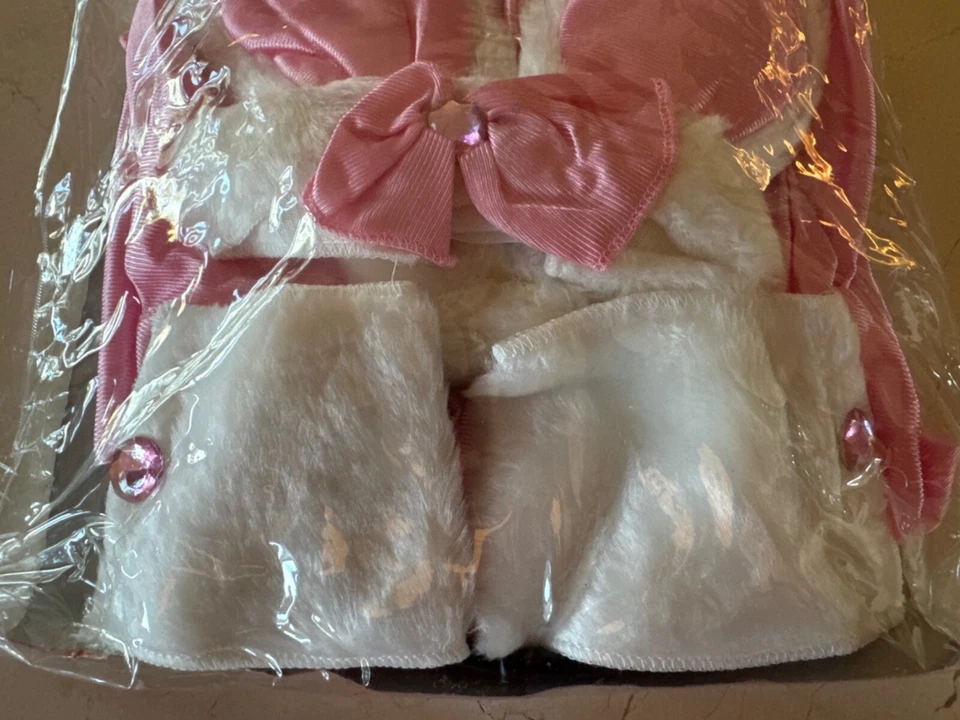 Cocktail Bunny Costume 5Pc Short Dress Faux Fur Collar Cuffs & Eared Headband  - Image 3 of 4