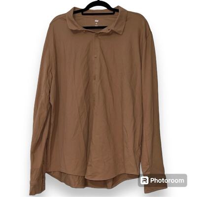 dip size XL mens casual long sleeve button down brown tan casual wear top new