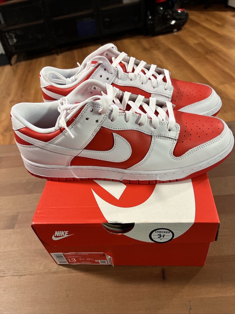 NEW Nike Dunk Low Retro Men's Size 13 University Red/White