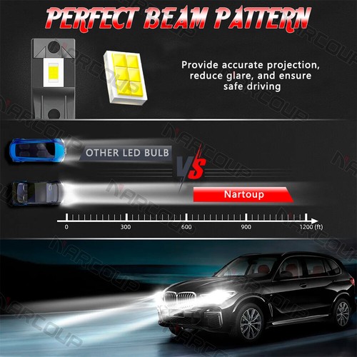 4x H11 LED Headlight Kit High Low Beam 600% Super Bright 6500K White Bulb - Foto 7 di 9