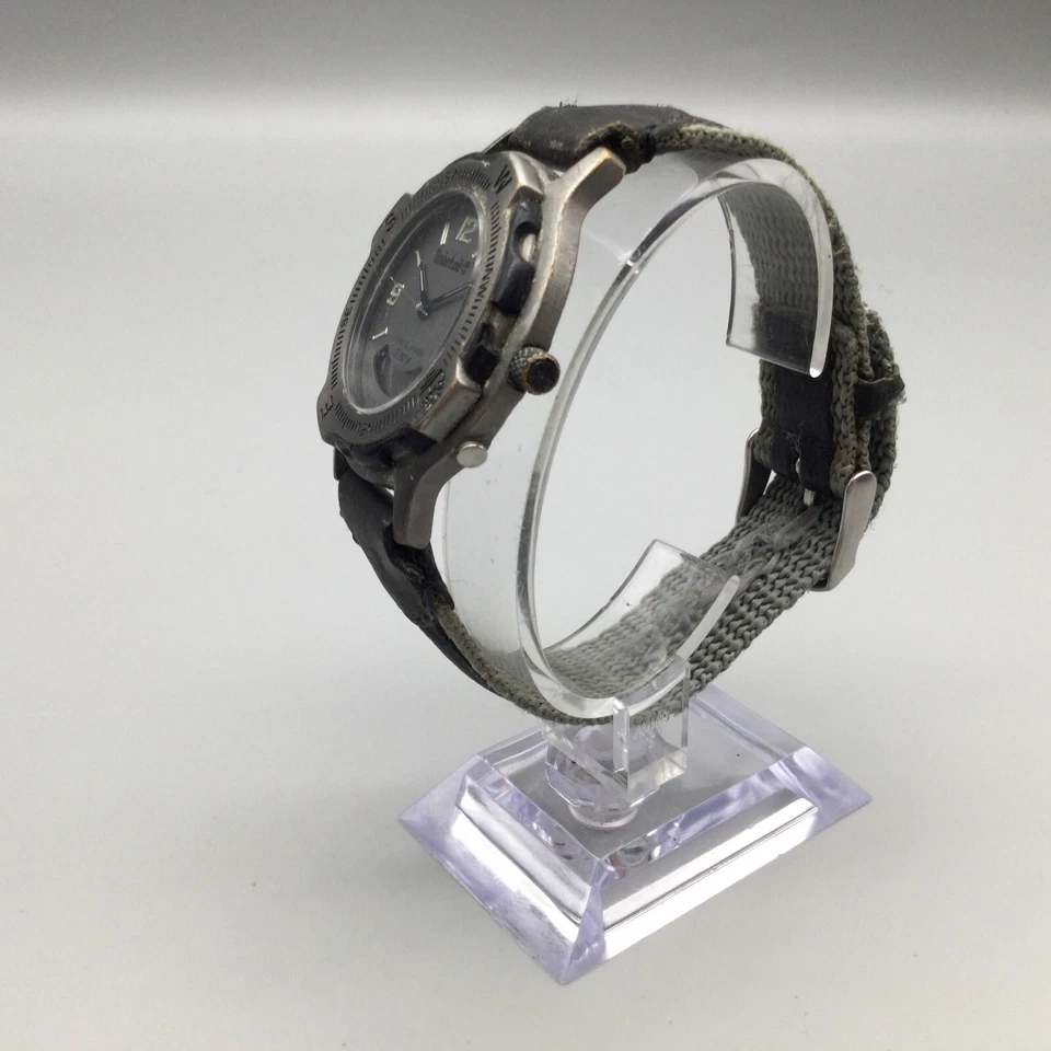 Reloj Timberland Hombre 39mm Tono Plateado Analógico Digital Gris Banda Negra Batería Nueva Foto 4 de 4