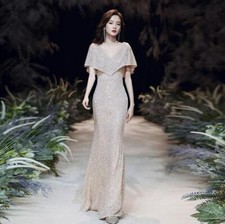 Women's Party Sequin Compere Long Dress chorus Slim Fit Evening Dress Fashion 