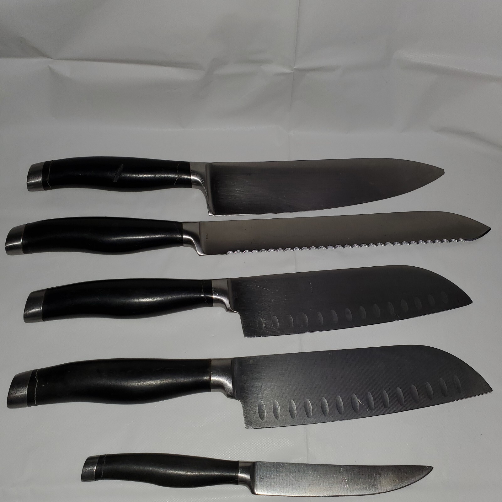 9 Piece PAMPERED CHEF Knife Set, German Stainless Steel + Wood Knife