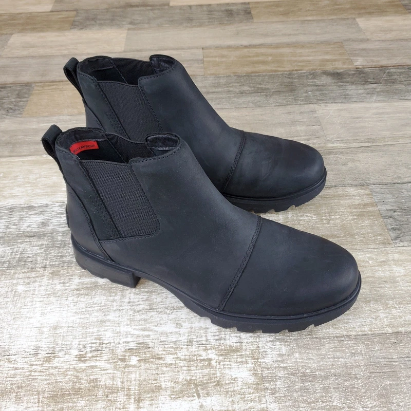 sorel emelie iii chelsea leather waterproof pull on boots