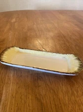 Vintage Butter Dish Hut Style Occupied Japan 6.5” Yellow Brown