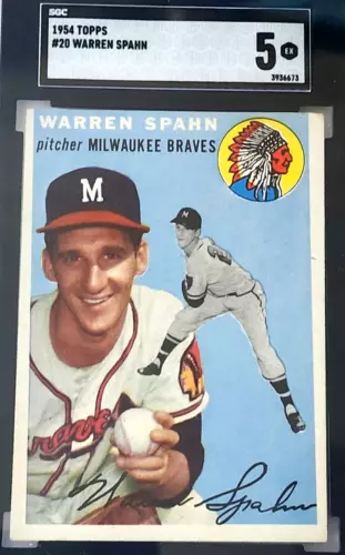 1954 TOPPS #20 WARREN SPAHN SGC 5 EX HOF
