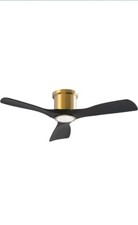 52 Inch Smart Ceiling Fan with Light and Remote, Indoor 3 Blade Black Gold