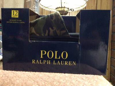 Mens Polo Ralph Lauren Memory Foam Slide On Clog Slippers Camo Size 10 