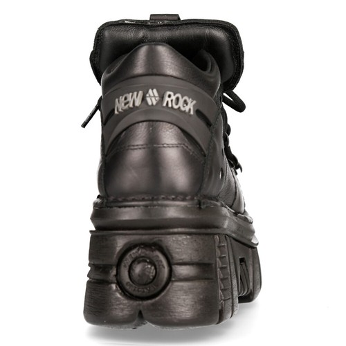 NEW ROCK 106N-S52 TOWER SHOES Metallic Black Leather Biker Punk Gothic Boots - Picture 6 of 8