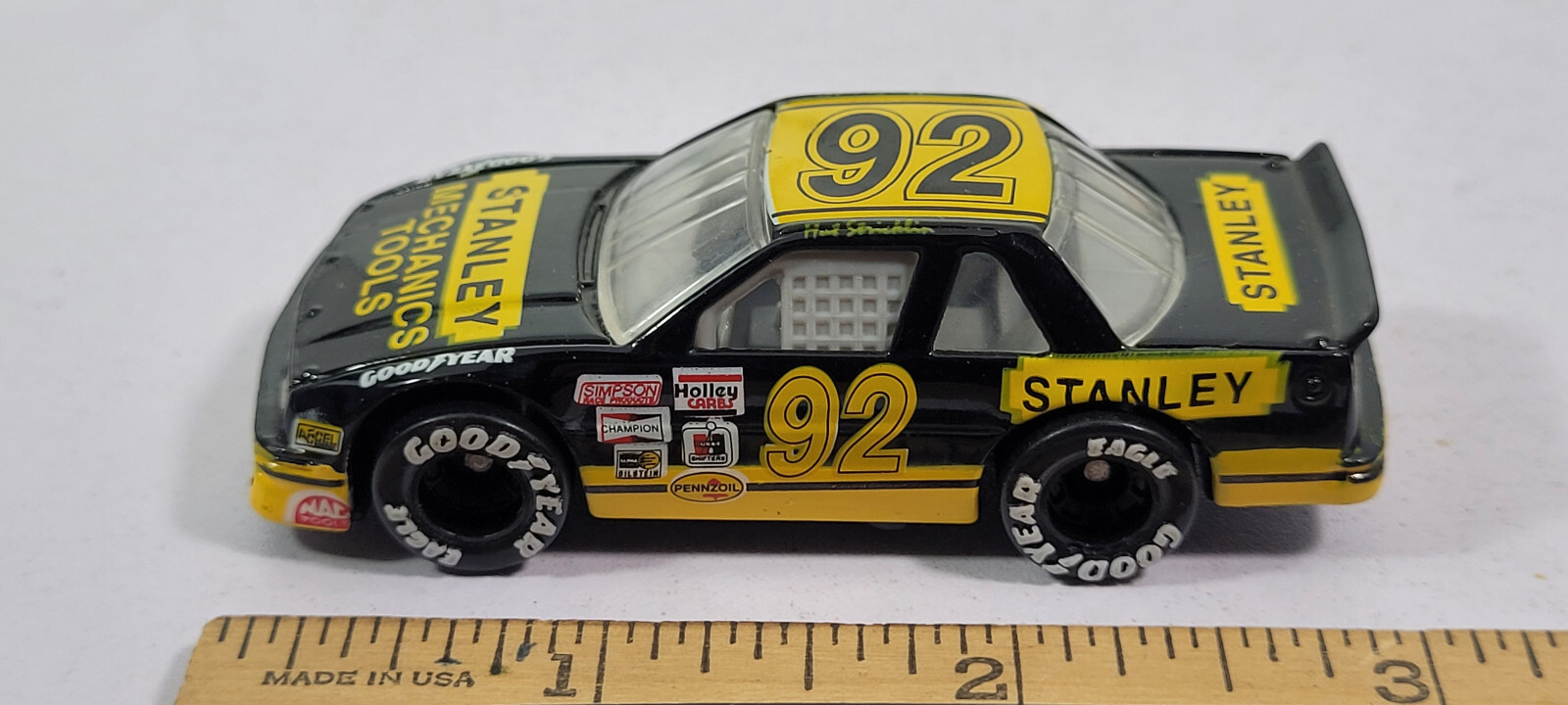 92 Stanley Black Yellow Stock Car Matchbox Rare Vintage