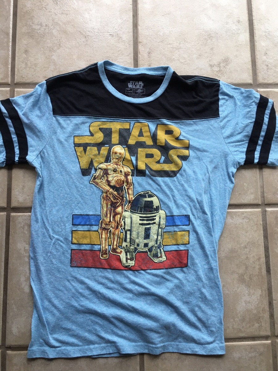 Retro vintage style Star Wars T-shirt Stripe C3PO R2D2