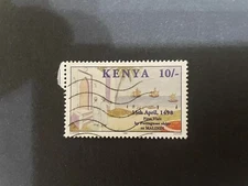 Kenya 10/- Used Stamp. Overprint Celebrating First Portugese Ship To Malindi.