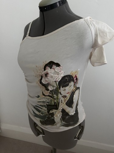 Karen Millen Oriental Lady Sequinned One Shoulder Vest sleeveless shirt blouse