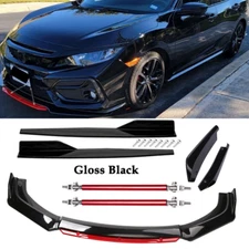 Front Bumper Lip Spoiler Splitter Rear Lip Side Skirt Glossy For Honda Civic Si