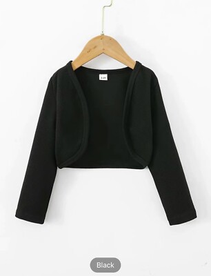Baby Girl Black Long Sleeve Bolero Shrug Cardigan Sweater Size 12