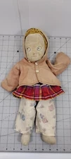 Vintage 16" Rag Doll Embroidered Face Yarn Hair *Needs Repair 