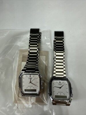 Vintage CASIO 740 AQ-309 Water Resist Stainless Steel JAPAN Lot Of 2 NOS New