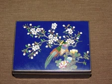 VINTAGE 1940S S INABA KYOTO JAPANESE CLOISONNE COBALT BLUE ENAMEL BOX