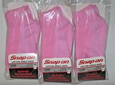 3 PAIRS Snap-On PINK Ankle Socks MEDIUM 6-10 *FREE SHIPPING* MADE IN USA *NEW*