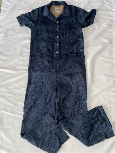 Vintage Naked & Famous Victoire Palm Tree Print Coveralls Jumpsuit Women’s M - Picture 2 of 11