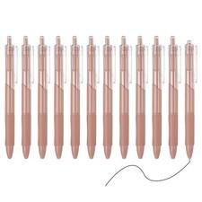 12 Pack Retractable Pens 0.5mm, Black Gel Ink Pens for Note Taking, Pink
