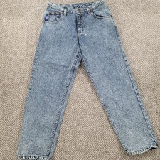 Vintage 80's-90's Boys Lee High Waisted Acid Wash Jeans 32 Husky Made USA Denim