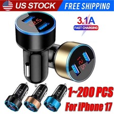 Dual Ports Usb Car Cigarette Charger Lighter Digital Led Voltmeter 12v24v Lot.