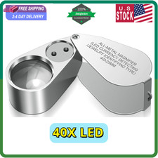 Leffis 40X Jeweler Loupe Magnifier with LED/UV Light Pocket Folding Glass