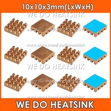 Pure Copper 10x10x3mm Square Copper Heatsink Cooler With or Without Tape