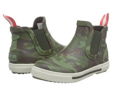 New JOULES RAINWELL RAIN BOOTS Ankle Pull-On Rubber CAMO GREEN sz UK-8 US-9 Kids
