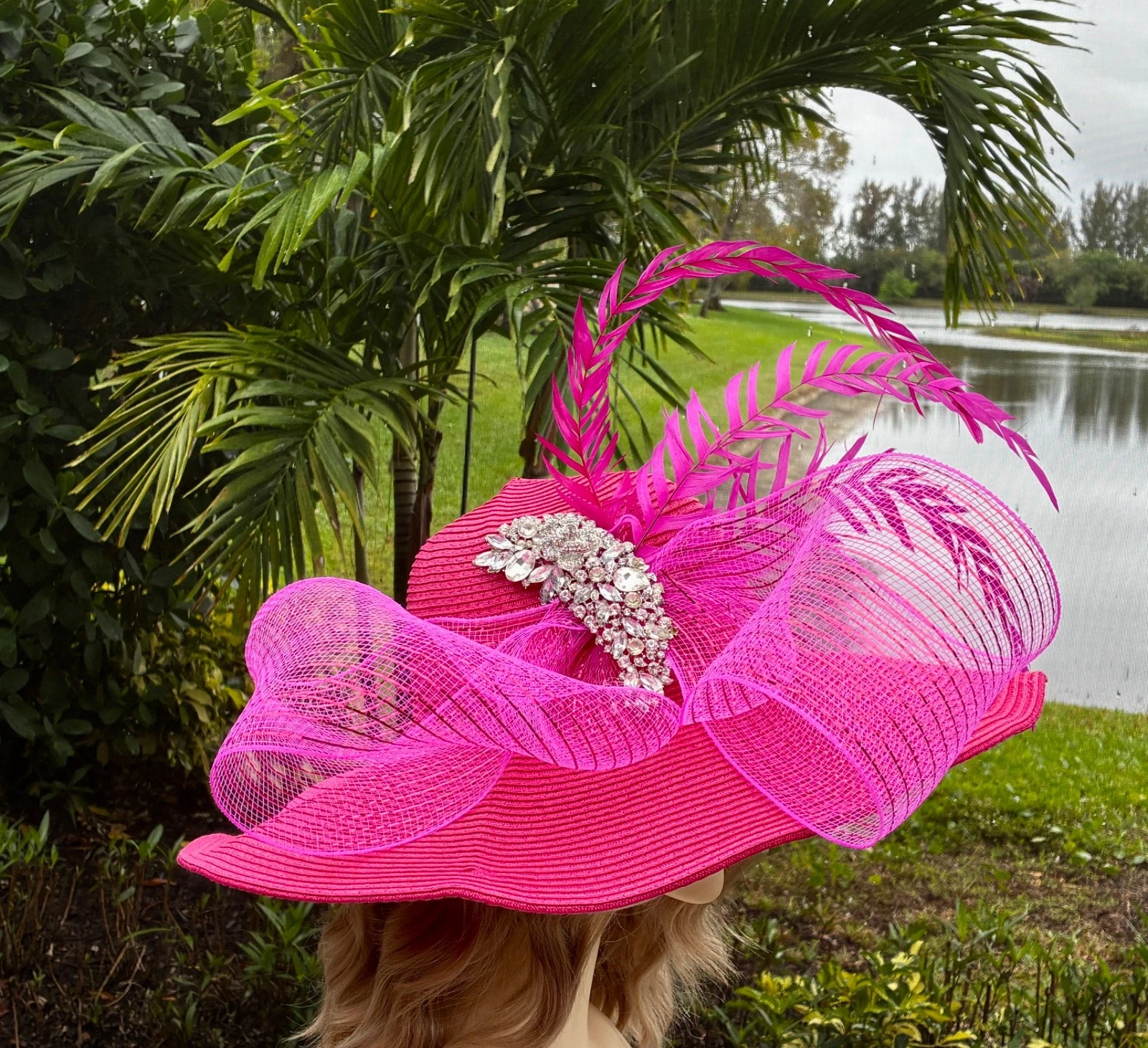 Kentucky Derby Hat Church Tea Party Hat with Wide Brim