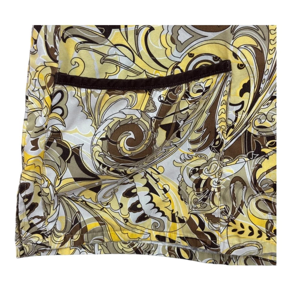 Blusa esfoliante Tafford tamanho pequeno amarela com padrão paisley tem bolsos A64 - Imagem 3 de 4