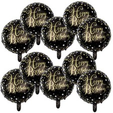 10 Pcs Happy Birthday Balloons, 18" Round Aluminum Foil Mylar Helium Balloon ...
