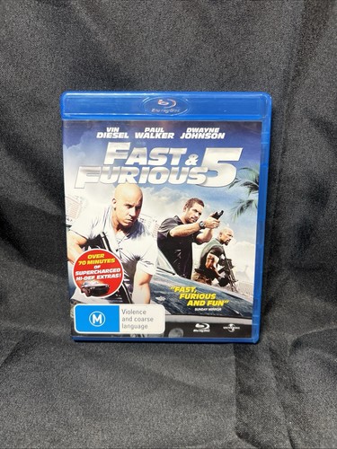 Fast & Furious 5 (Blu-ray, 2011) DVD Movie Paul Walker VIN Diesel Dwayne Johnson