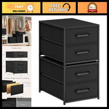Stackable 2-Tier Storage Drawers - Closet Organizer with Metal Handles, Fabric B