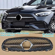 For Mercedes C Class W206 AMG Bumper Grille Grill Black & Silver Chrome 2022-25