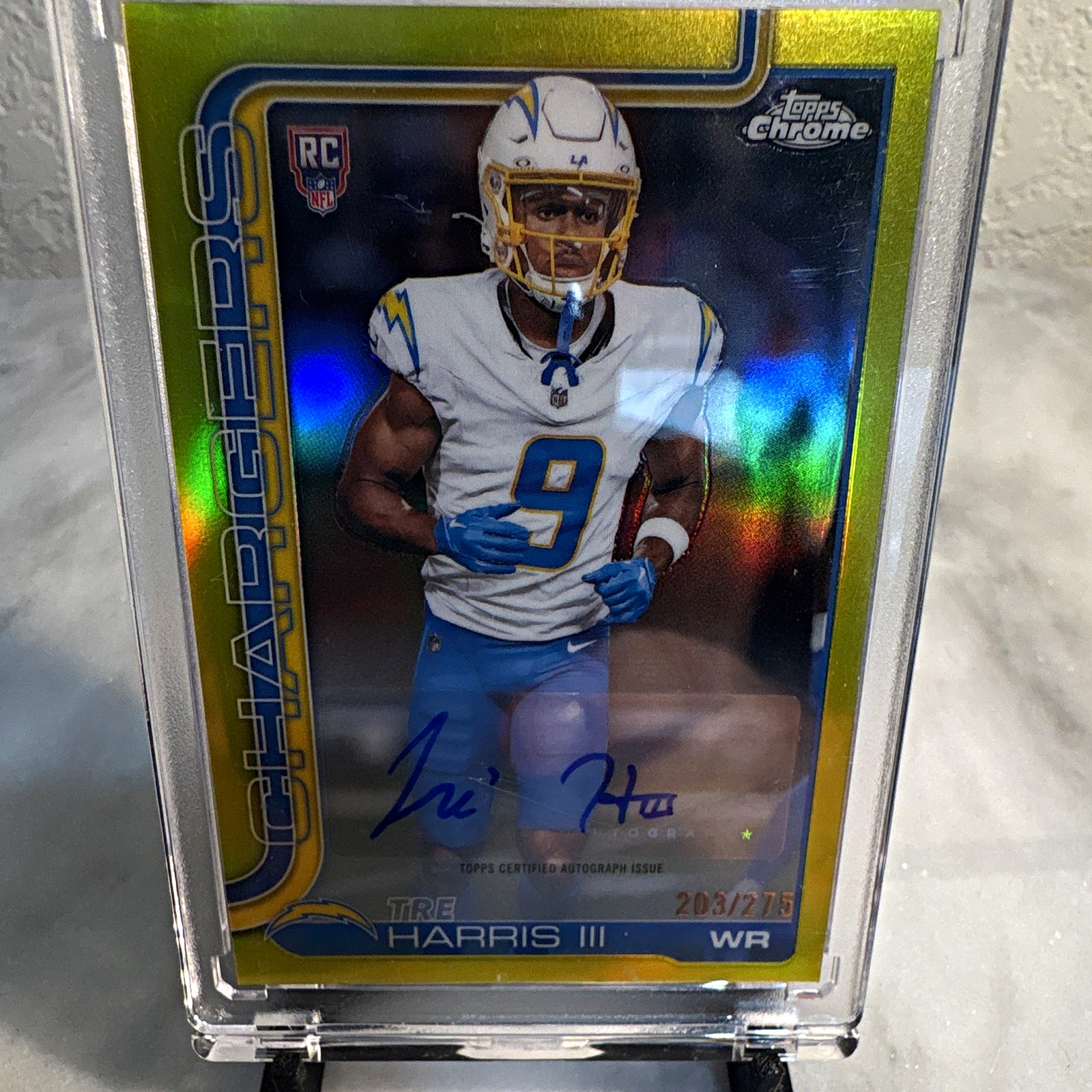 Topps Chrome 2025 Tre Harris III Los Angeles Chargers RC Auto #RA-TH #/275