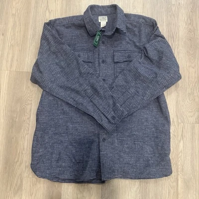 LL Bean Blue Striped Chamois Shirt Men's XL Traditional Fit Work Chore 511645 - Image 1 of 4