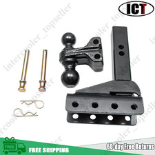 2 Receiver 6in Drop Adjustable Tow Hitch 2-ball Mount Trailer 25000 Lb