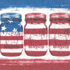 Boston International Distressed Patriotic Glass Mason Jar Cocktail Napkins, 20