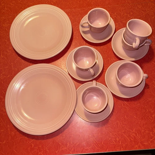 Homer Laughlin Fiesta Fiestaware Pink 13 Pieces 2 Dinner plates 6 Cups 5 Saucers