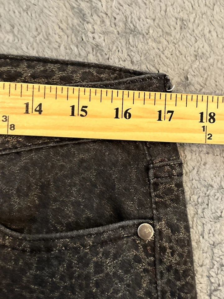 Pantalones Baccini para mujer 14 dorados negros leopardo ajustados botones cremallera tiro alto Foto 3 de 4