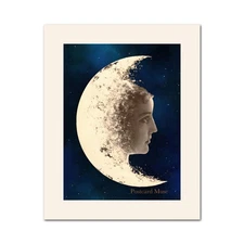 Fantasy Moon Lady Antique Image Poster Print Paper Or Foam