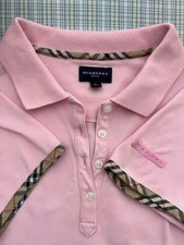 Women's Burberry Golf Pink Polo Dress with Nova Check Trim, Size L