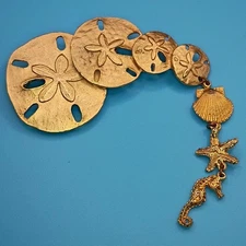 Ultra Craft Gold Tone Sand Dollar Shell Starfish Seahorse Ocean Theme Statement