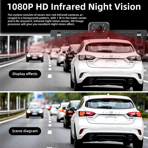 1080P HD Backup Camera 7" Screen IR Night Vision Rear View Cam Plug Play DIY - Picture 3 of 7